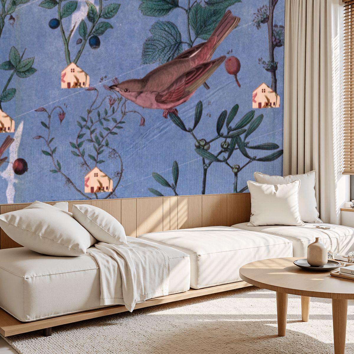Lilac Birds & Blooms Mural Wallpaper