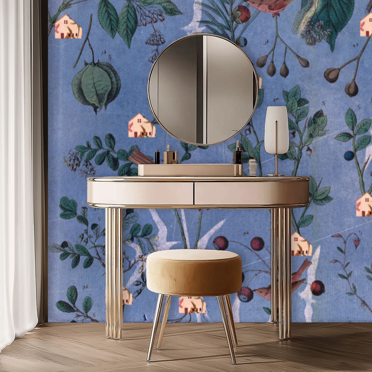 Lilac Birds & Blooms Mural Wallpaper