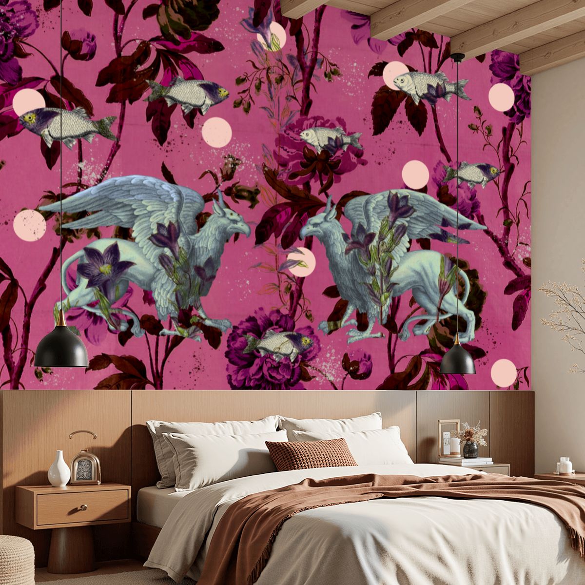 Papel mural Animales mitológicos – Rosa fuerte