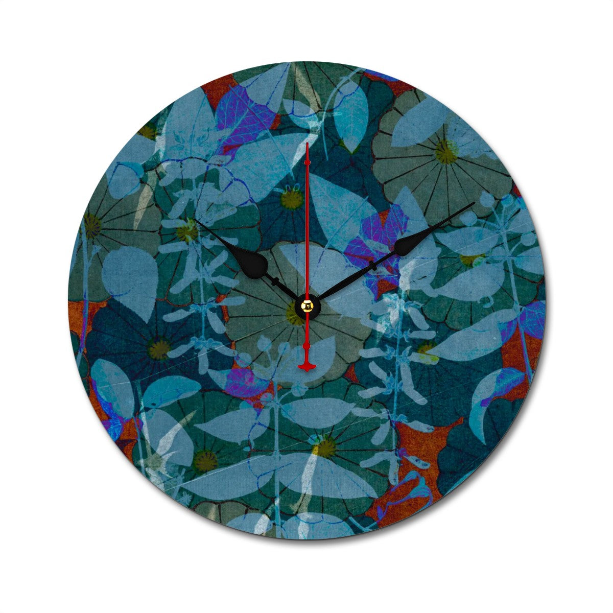 Reloj de pared Flores verde azulado