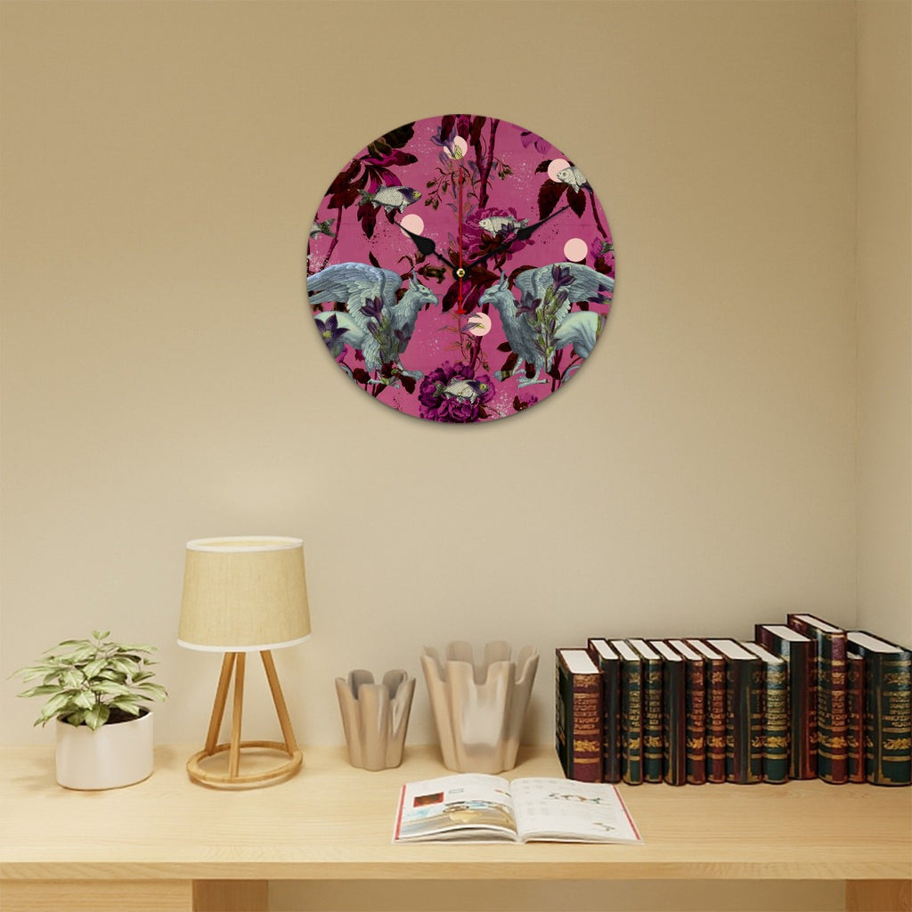 Reloj de pared Animales mitológicos – Rosa
