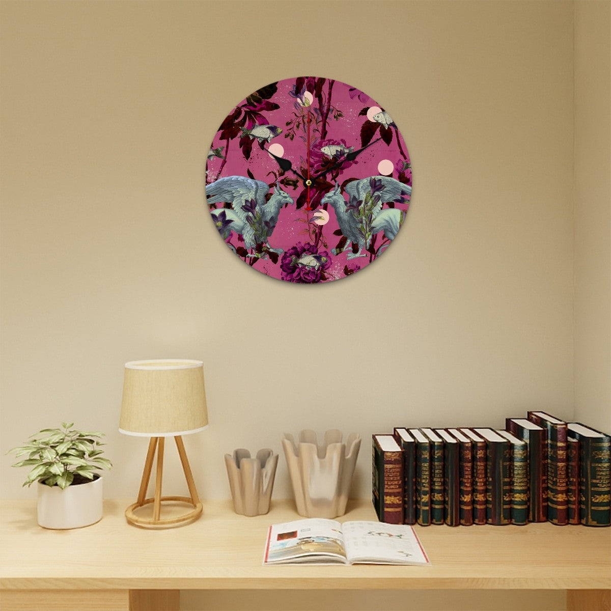 Reloj de pared Animales mitológicos – Rosa