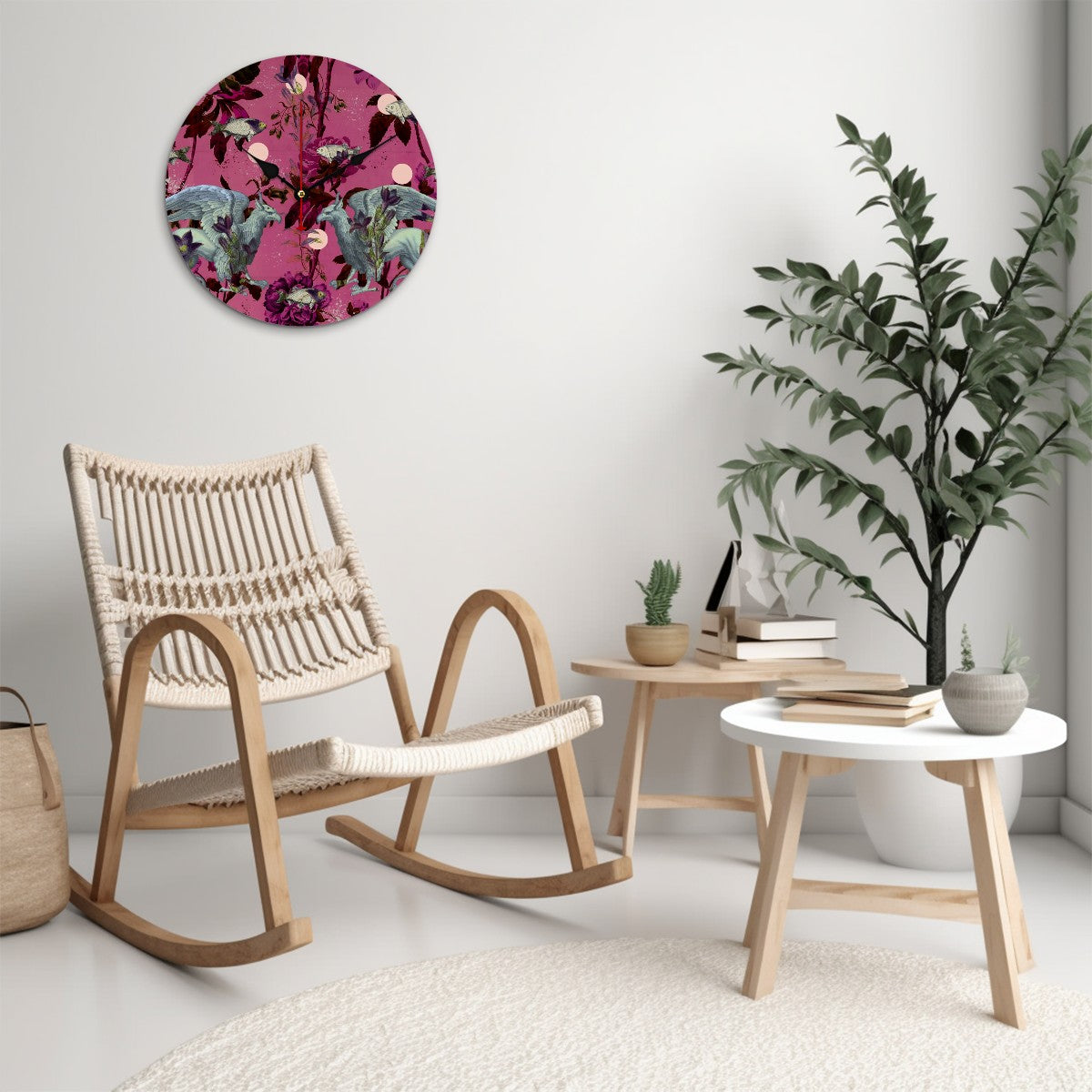 Reloj de pared Animales mitológicos – Rosa