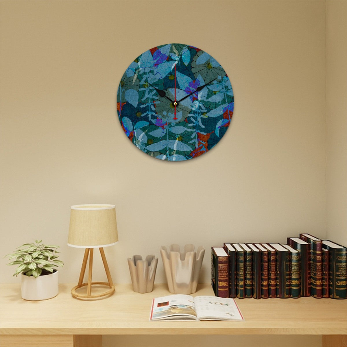 Reloj de pared Flores verde azulado