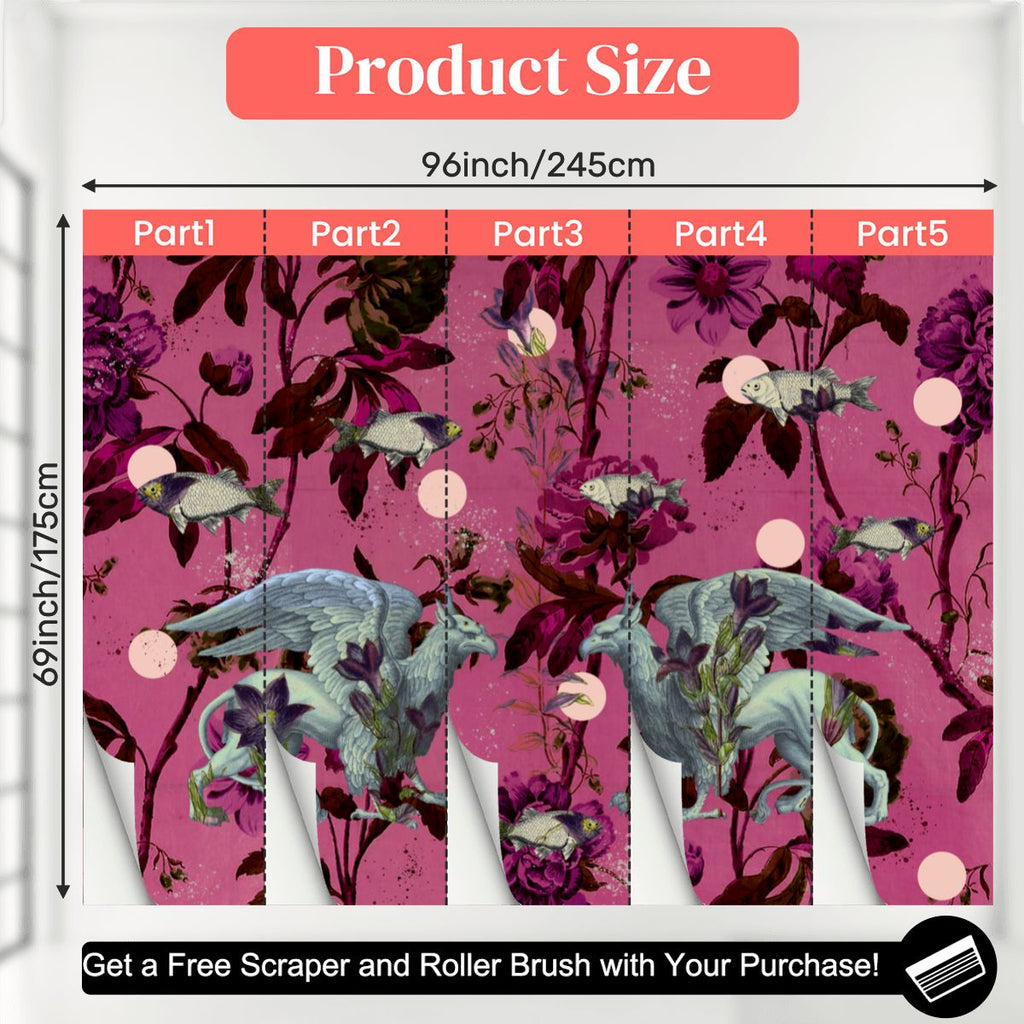 Papel mural Animales mitológicos – Rosa fuerte