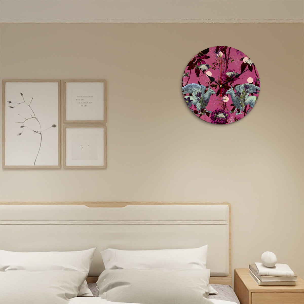 Reloj de pared Animales mitológicos – Rosa