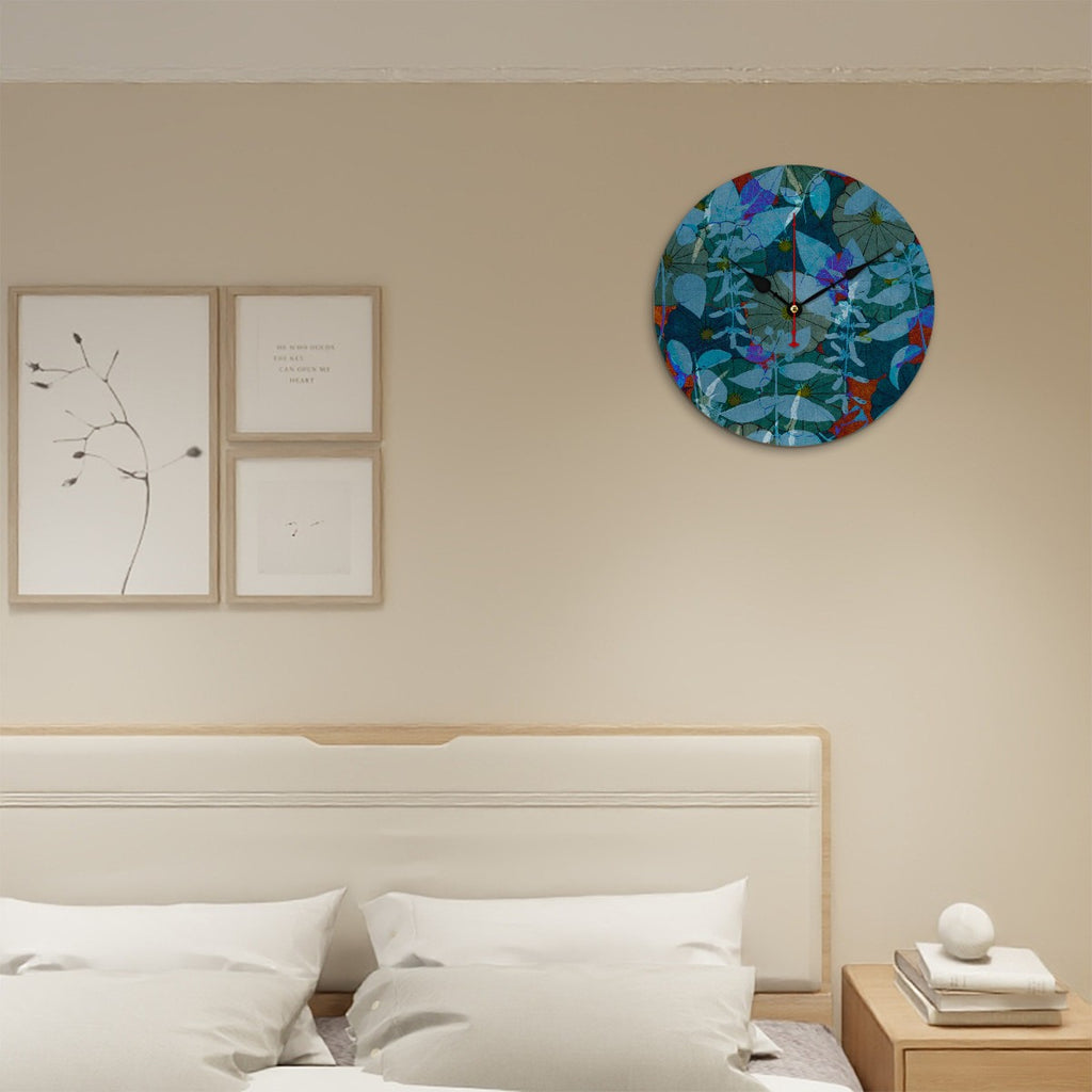 Reloj de pared Flores verde azulado