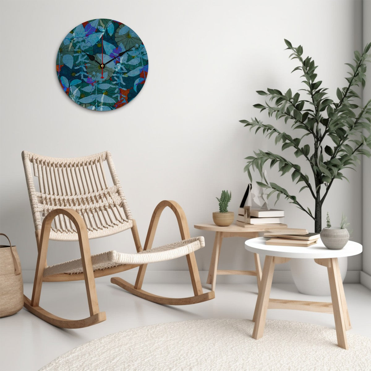 Reloj de pared Flores verde azulado