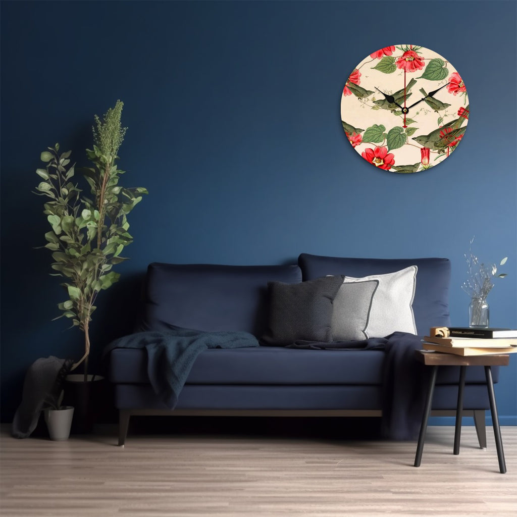 Reloj de pared Pájaros verdes