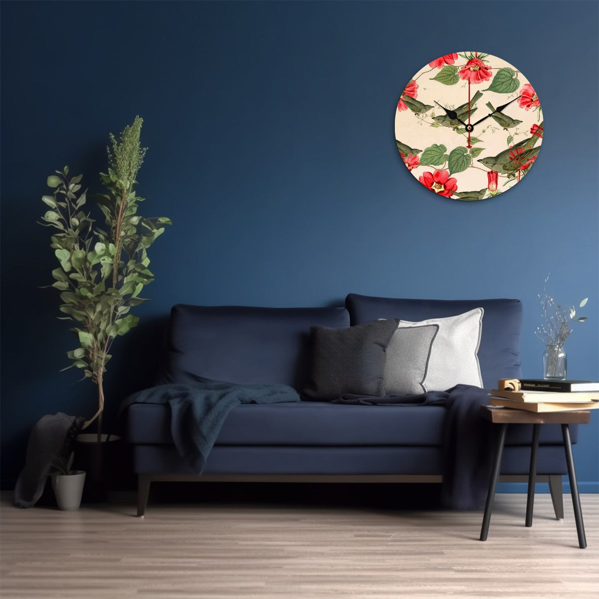 Reloj de pared Pájaros verdes