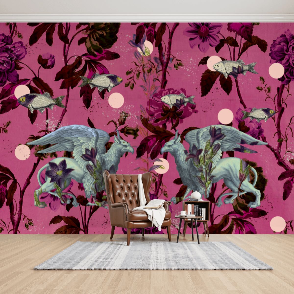 Papel mural Animales mitológicos – Rosa fuerte