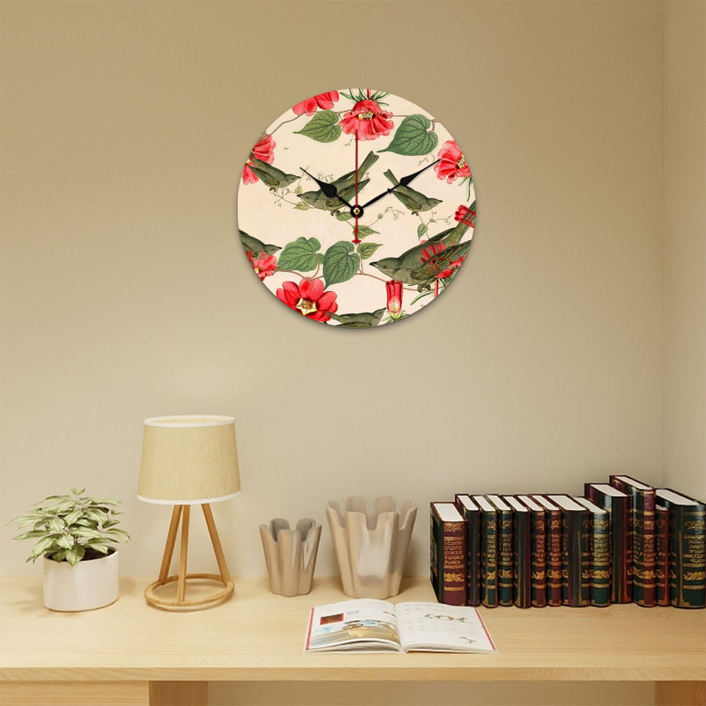 Reloj de pared Pájaros verdes