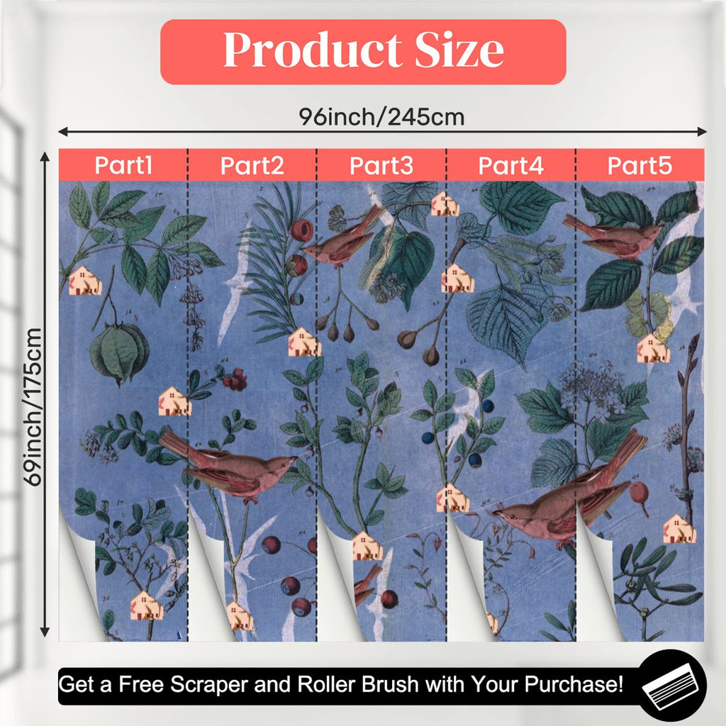 Lilac Birds & Blooms Mural Wallpaper