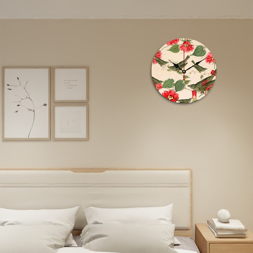 Reloj de pared Pájaros verdes