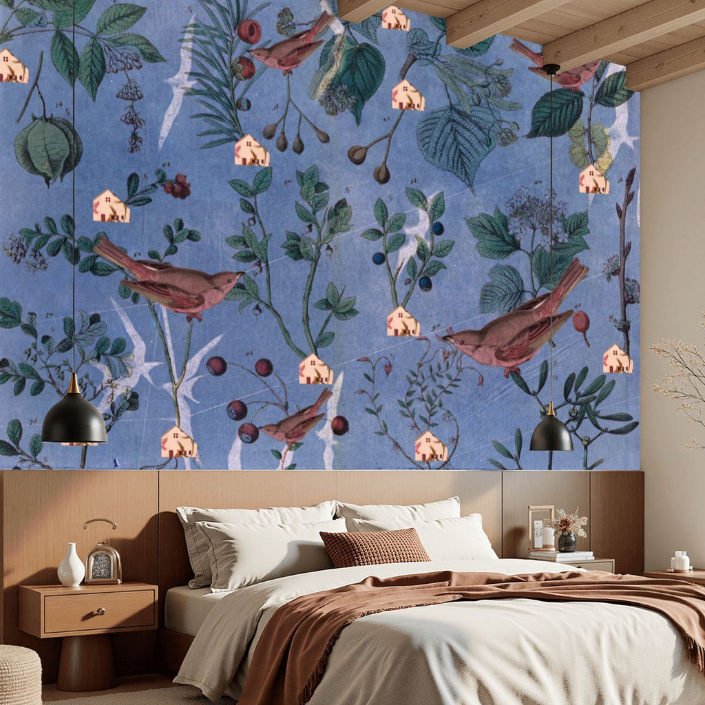 Lilac Birds & Blooms Mural Wallpaper