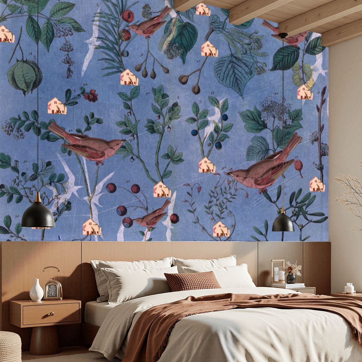 Lilac Birds & Blooms Mural Wallpaper
