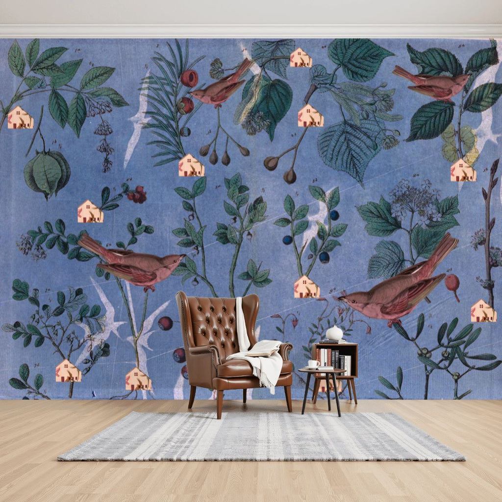Lilac Birds & Blooms Mural Wallpaper