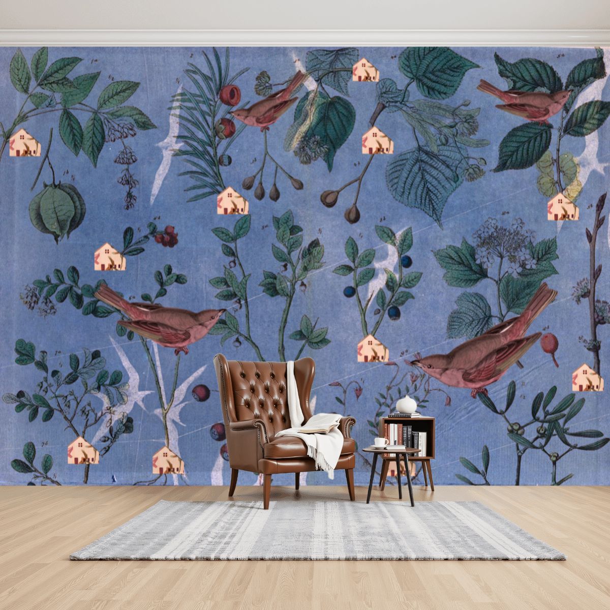 Lilac Birds & Blooms Mural Wallpaper