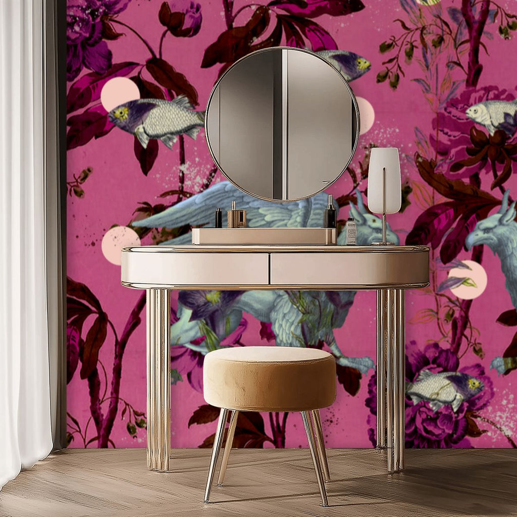 Papel mural Animales mitológicos – Rosa fuerte